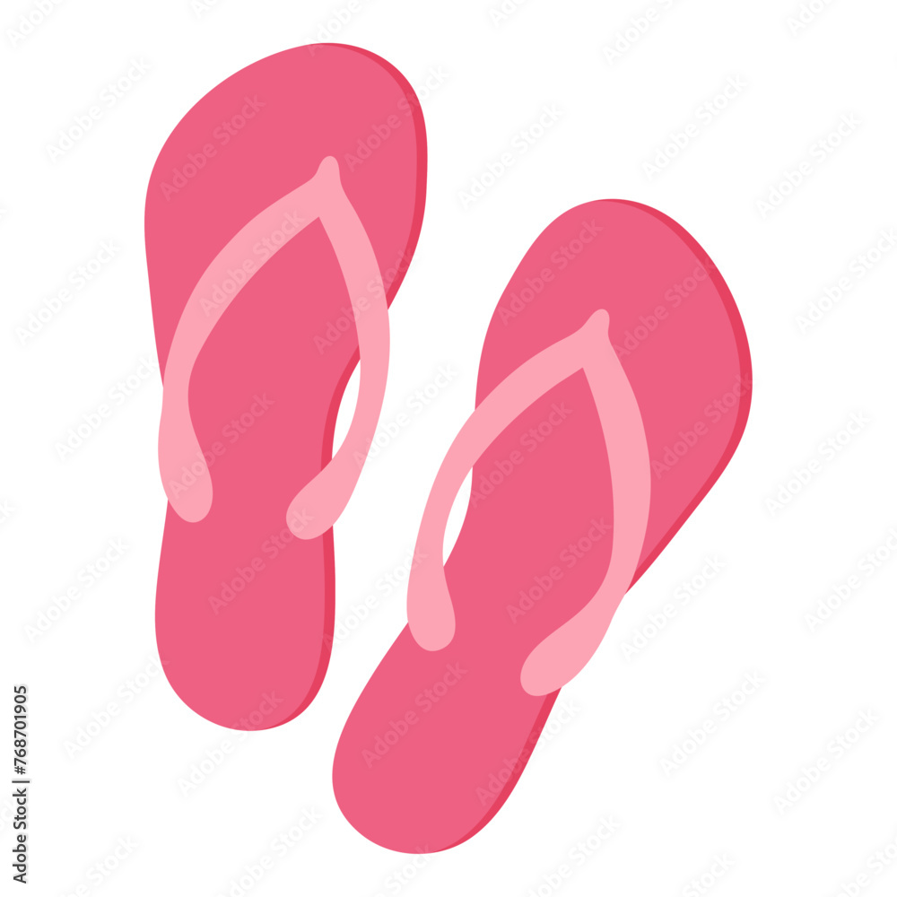 Flip flops isolated on white background. Slipper icon. Pink slippers. Vector illustration