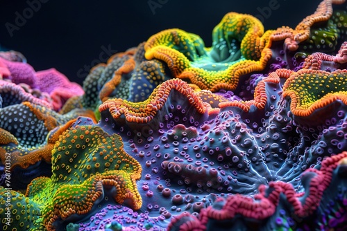 a colorful coral with many small spots