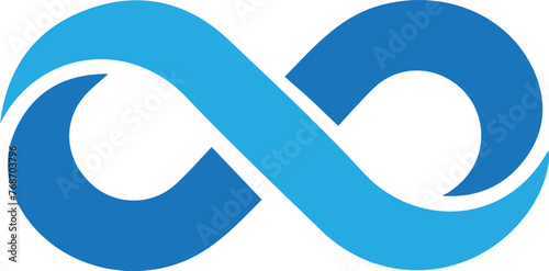 Blue Infinity logo icon. Eternity, infinite, endless, loop symbols illustration in flat style photo