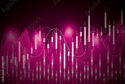 Forex and stock exchange chart vector illustration. Japanese candle stick graph of stock market trading. Finance and forex trade background