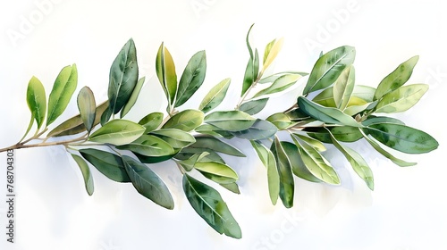Lush Olive Branches on Pristine White Canvas Depicting Peace and Abundance