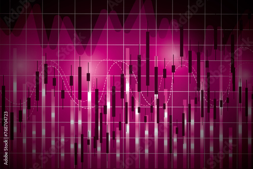 Forex and stock exchange chart vector illustration. Japanese candle stick graph of stock market trading. Finance and forex trade background