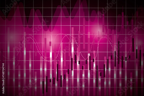 Forex and stock exchange chart vector illustration. Japanese candle stick graph of stock market trading. Finance and forex trade background