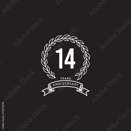 14st anniversary logo with white, and black background photo