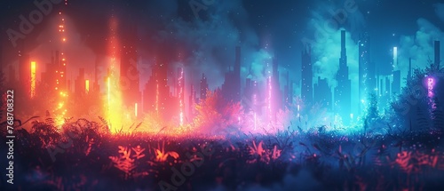 A glowing gradient map in a video game, representing different energy levels