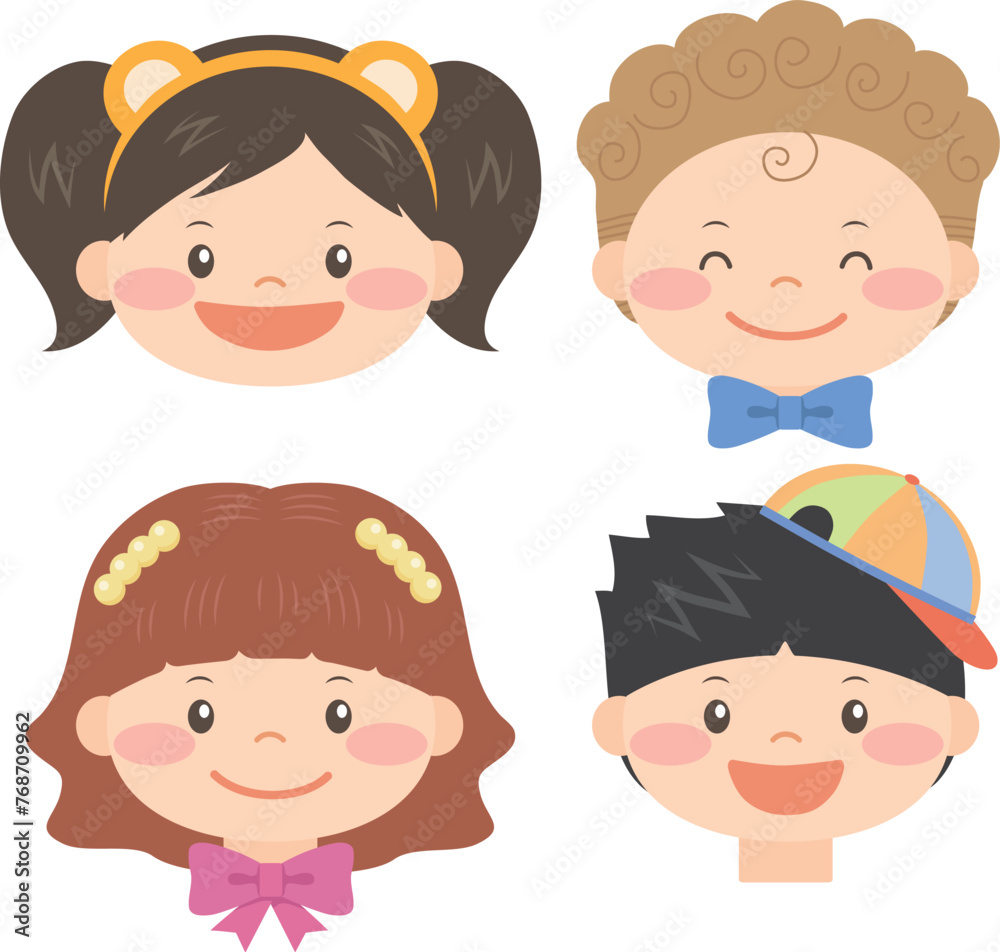 Various children's face illustrations. children's day Various children's face illustrations. children's day