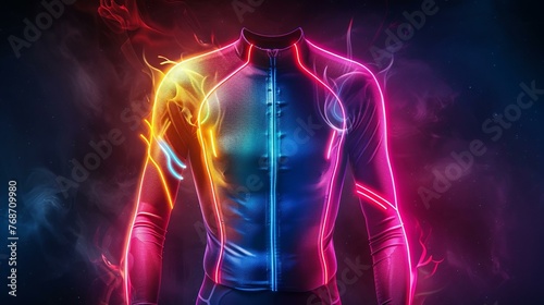 A cycling jersey design incorporating a gradient for a dynamic and glowing effect