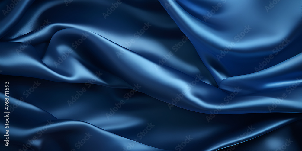 Fototapeta premium Textura de ondas de tecido de seda azul, 