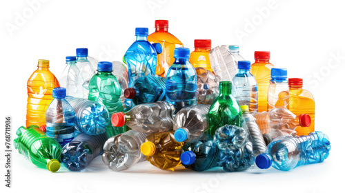 Variedad de Botellas de Plástico Usadas y  Coloridas