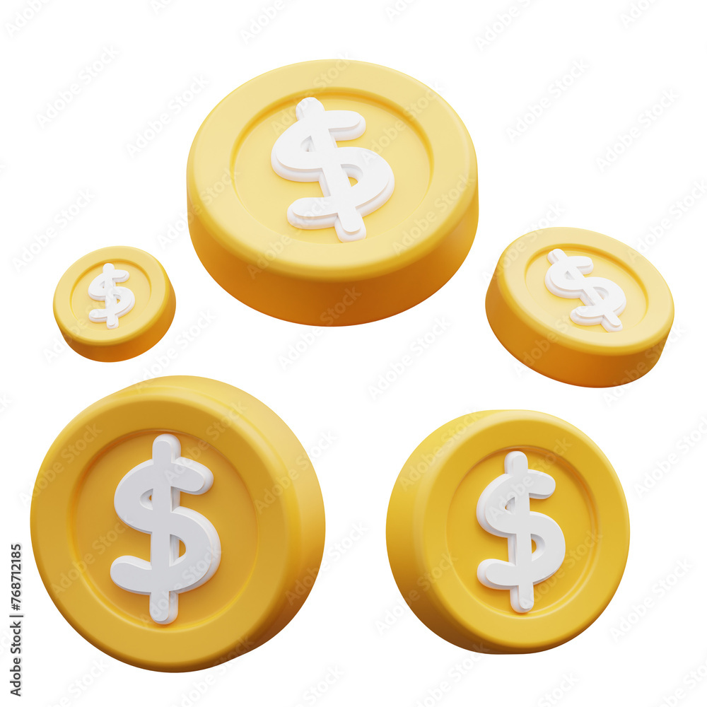3d illustration coin flow 3d illustration coin flow