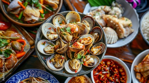 Fresh clams on the table