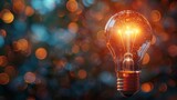 Innovation: A lightbulb glowing brightly, symbolizing a new idea or innovation