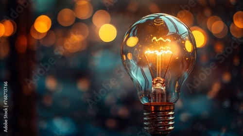 Innovation: A lightbulb glowing brightly, symbolizing a new idea or innovation