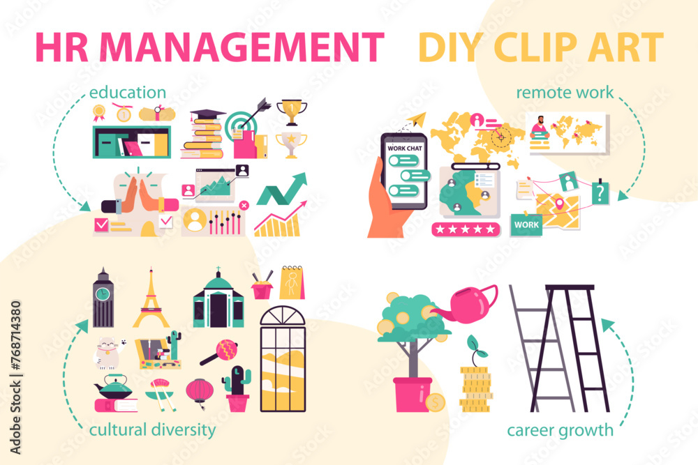 HR management set. Vector illustration. HR management set. Vector illustration.