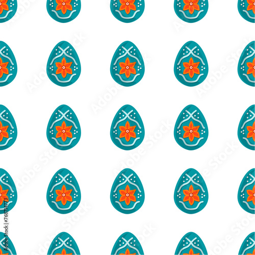 Illustration on theme seamless celebration holiday Easter with hunt colorful bright eggs
