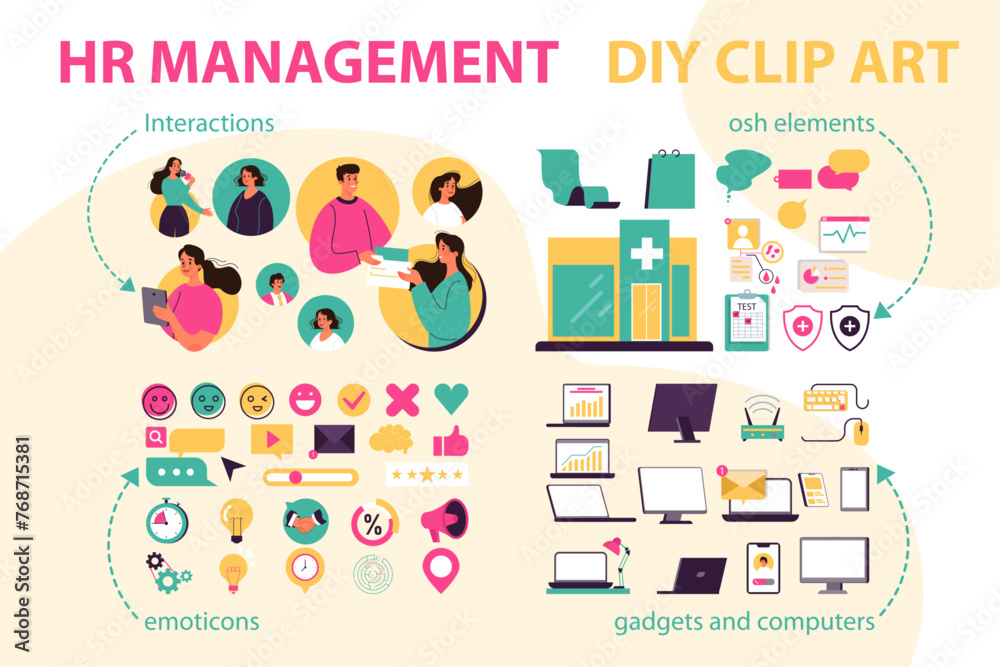 HR management set. Vector illustration.