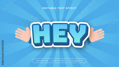 Blue white and beige hey 3d editable text effect - font style