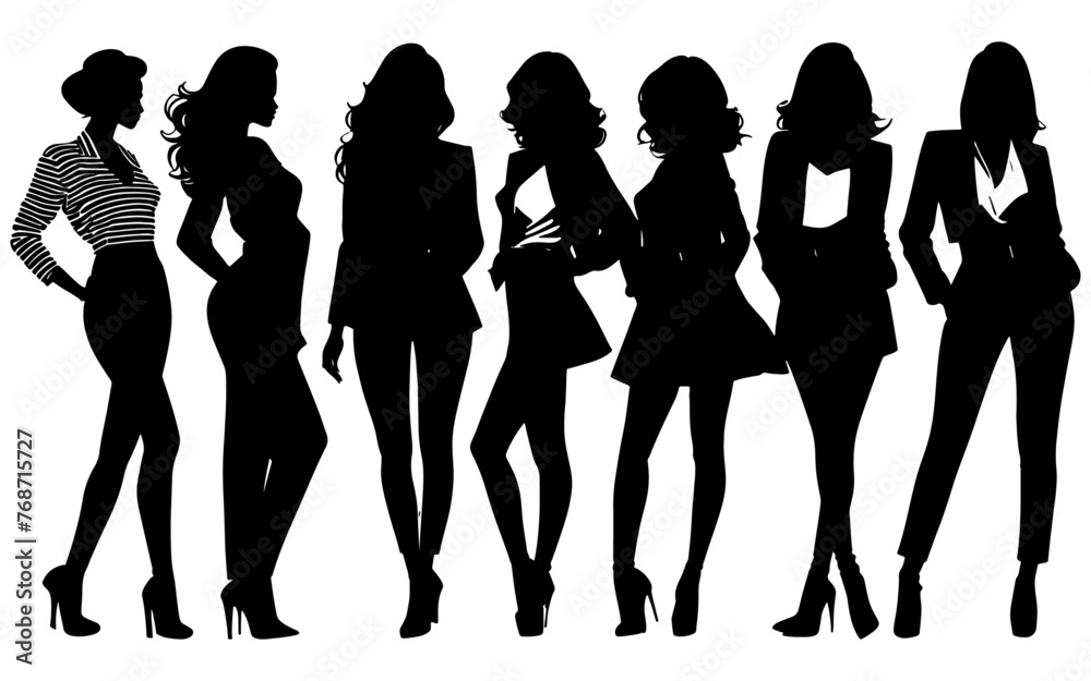 set of silhouette fashion girls vector
set of silhouette fashion girls vector