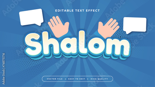 Blue white and beige shalom 3d editable text effect - font style