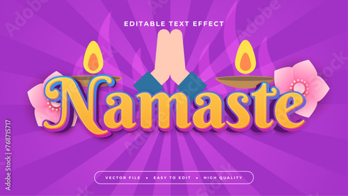 Pink orange and purple violet namaste 3d editable text effect - font style