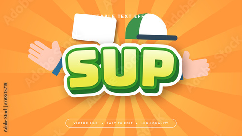Orange green and white sup 3d editable text effect - font style