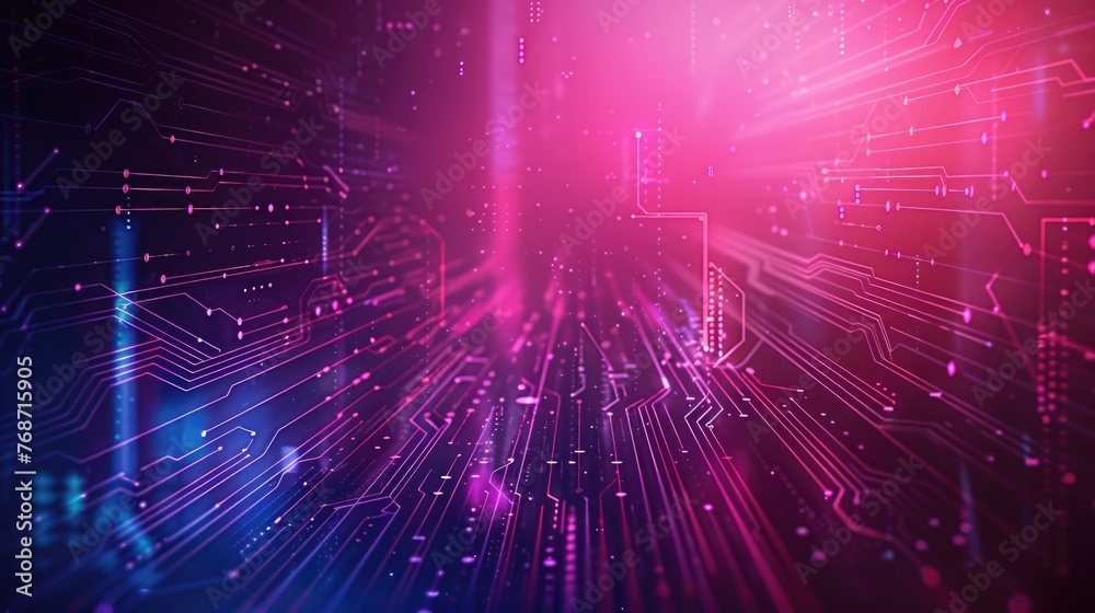 Obraz premium Neon Circuitry Abstract Background