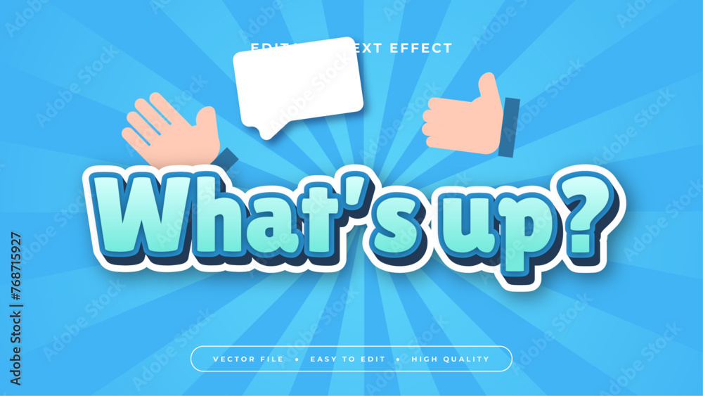 Blue white and beige whats up 3d editable text effect - font style