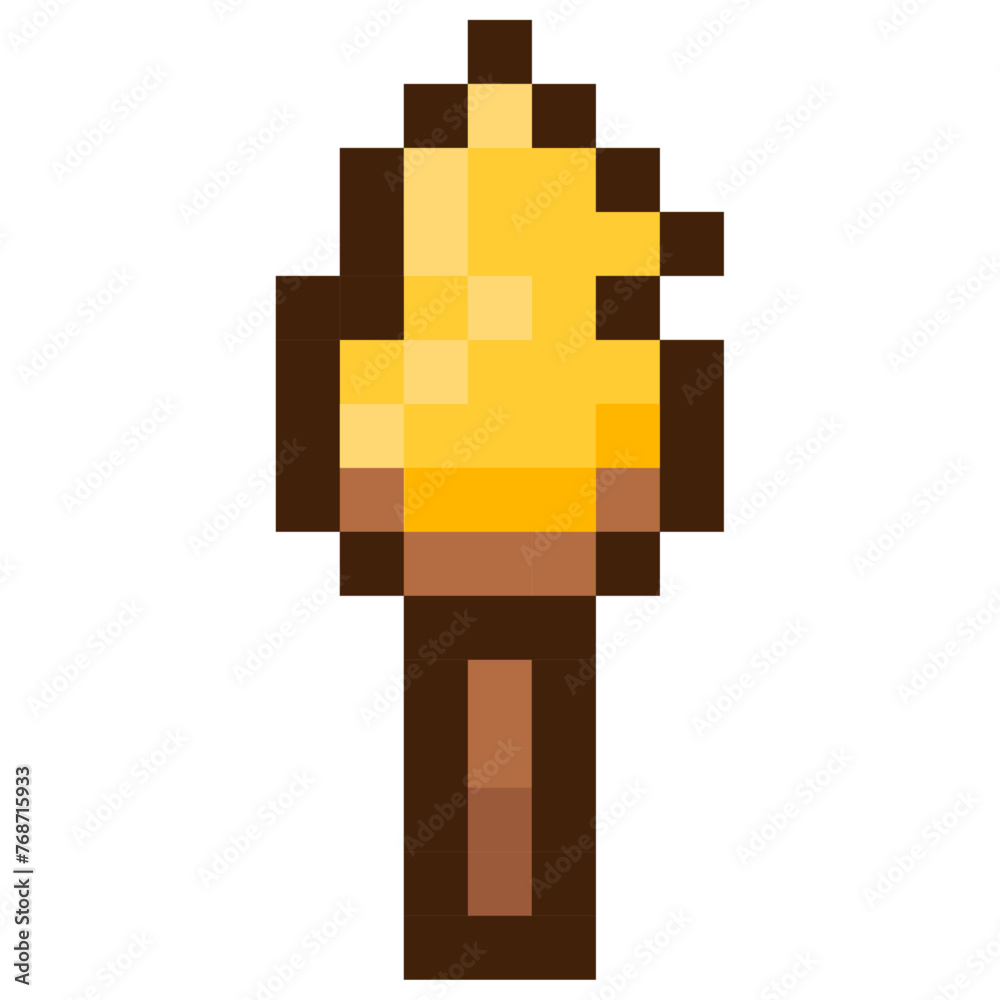 Obraz premium Torch for 8-bit games. Vector icon in pixel art style