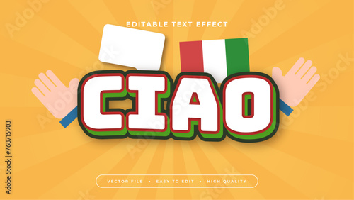 Green white and yellow ciao 3d editable text effect - font style