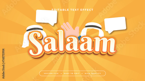 Orange white and yellow salaam 3d editable text effect - font style