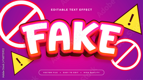 Red white and purple violet fake 3d editable text effect - font style