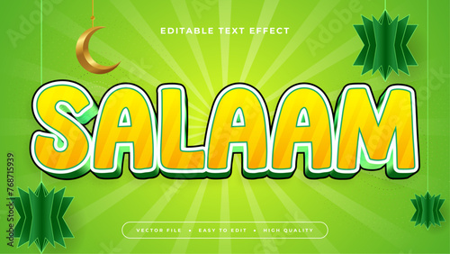 Green yellow and gold salaam 3d editable text effect - font style