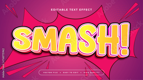 Red yellow and purple violet smash 3d editable text effect - font style