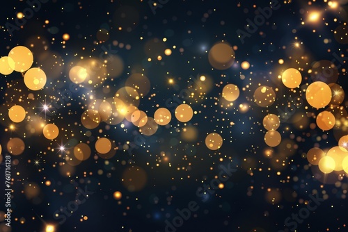 Glowing bokeh lights border with sparkling particles, festive and magical decoration - Abstract vector background