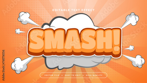 White gray grey and orange violet smash 3d editable text effect - font style