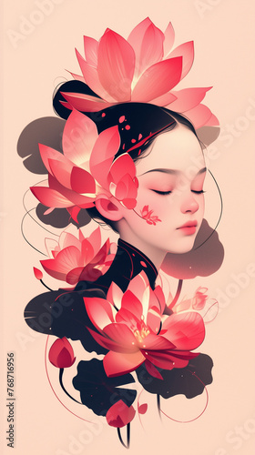 girl with pink lily
