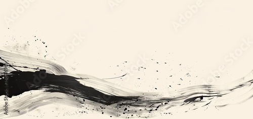 abstract beige and black brush strokes, simple lines, in the style of Chinese