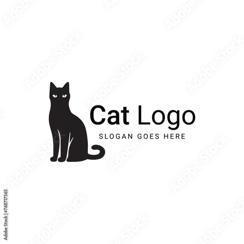 Fototapeta Naklejka Na Ścianę i Meble -  Cat Logo with Black Feline