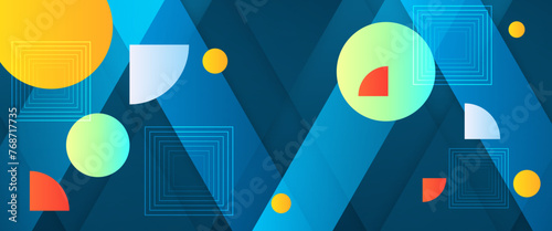 Colorful abstract gradient banner with geometric shapes. For business banner, formal backdrop, prestigious voucher, luxe invite, wallpaper and background