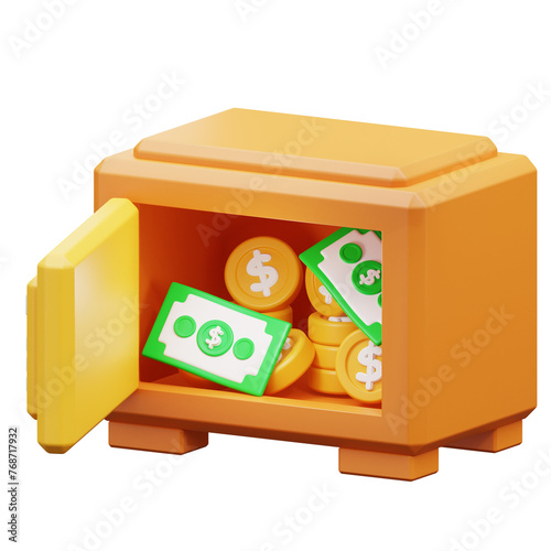 3d illustration money save and coin