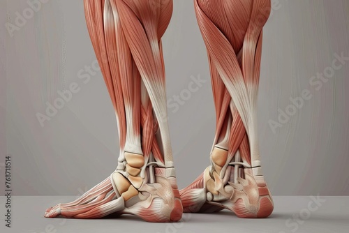 Human Muscular System Detailed Anatomy of Leg Muscles and Tensor Fasciae Latae, Medical Illustration photo