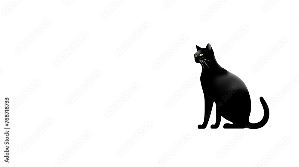 Black Cat Full Body Illustration on White Black Cat Full Body Illustration on White