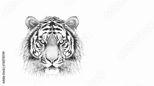 Black and White Tiger Sketch Artwork