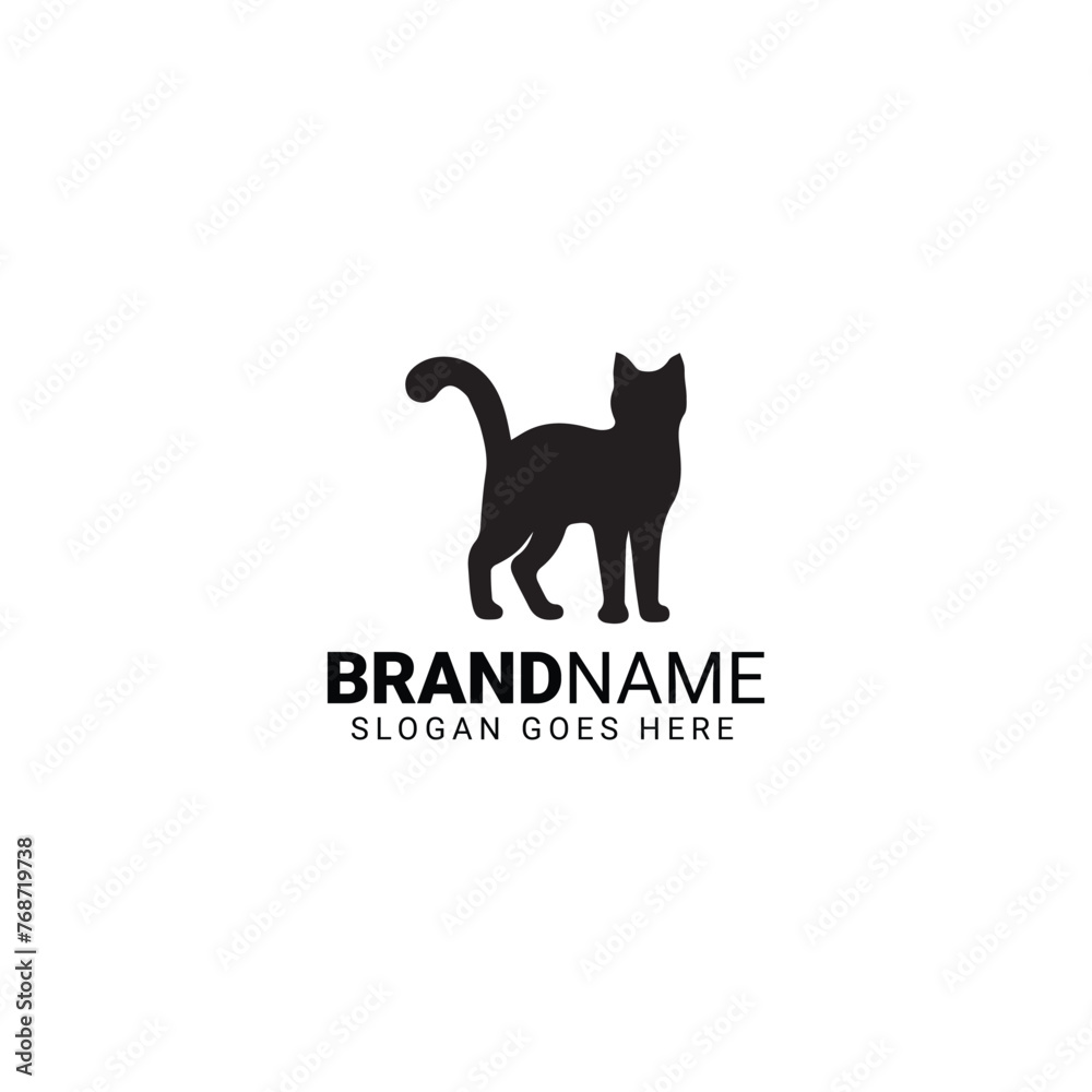 Stylish cat silhouette with company name logo