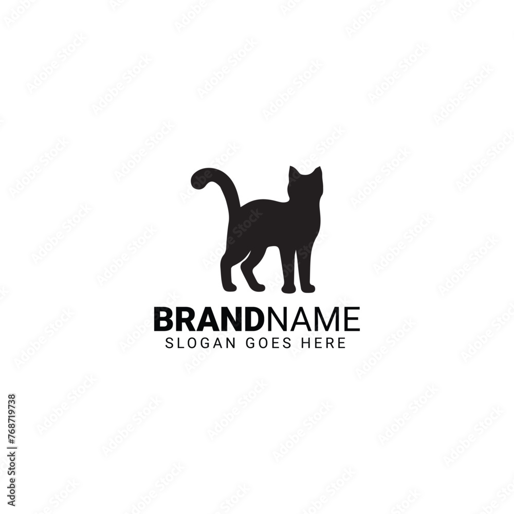 Stylish cat silhouette with company name logo Stylish cat silhouette with company name logo