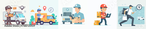 set Vector Illustration of package delivery concept
