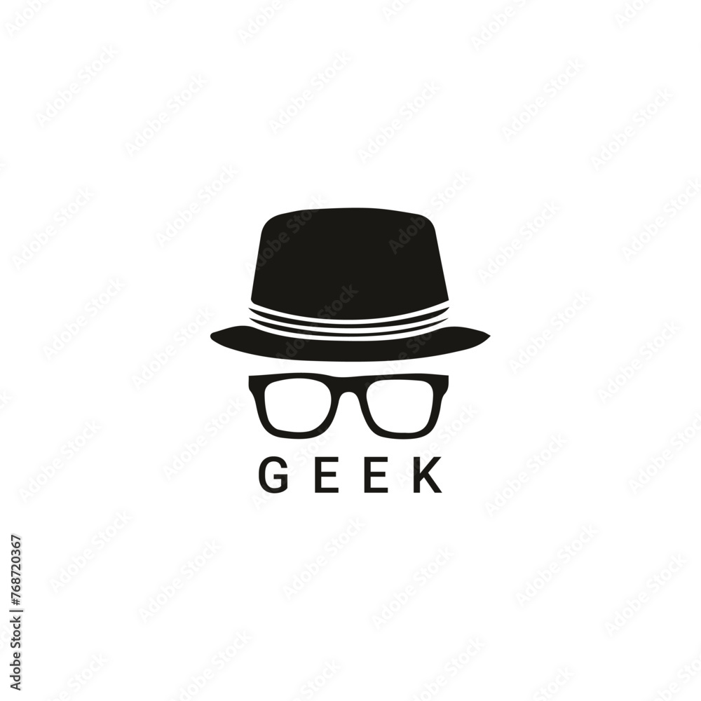 Iconic geek emblem with hat and glasses Iconic geek emblem with hat and glasses