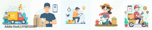 set Vector Illustration of package delivery concept