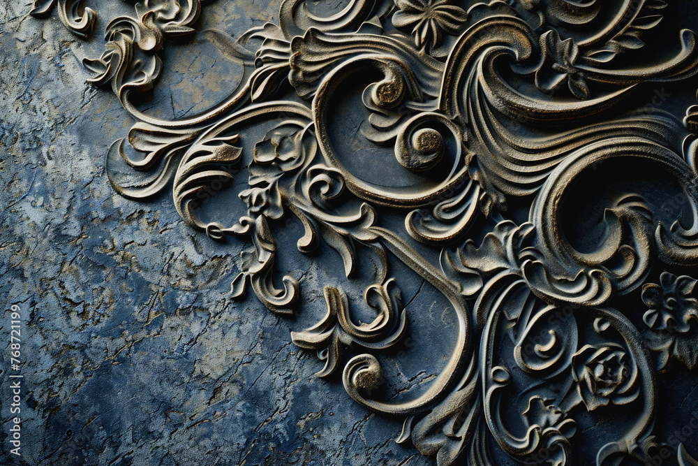 Stucco pattern on old blue wall in vintage style.