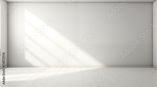 Minimalist White Interior with Sunlight and Shadows